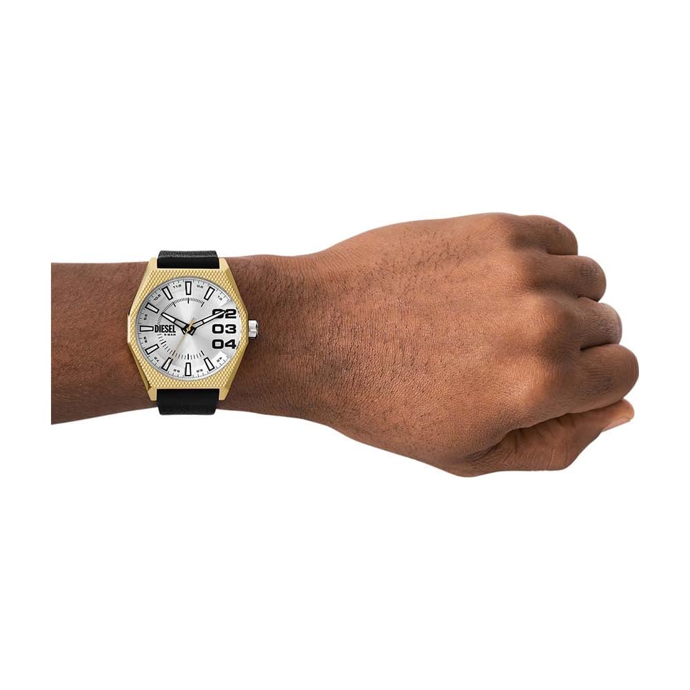 Diesel Scraper - Orologio da uomo al quarzo, 3 lancette, datario, con cinturino in acciaio inox o pelle
