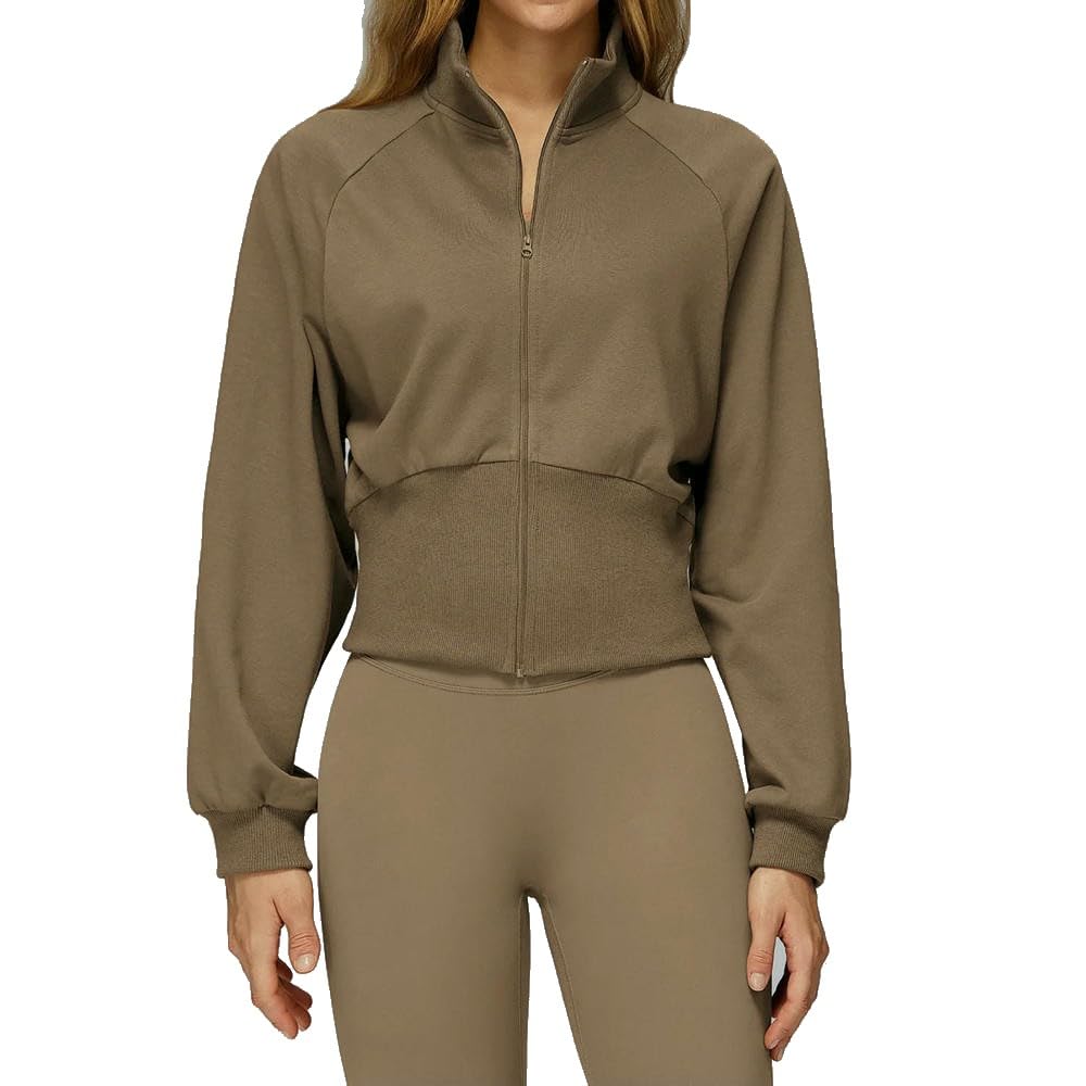 QXDZSW - Sudadera de invierno para mujer, de manga larga, con cuello alto, resistente al viento, con cremallera, cálida, holgada, para correr