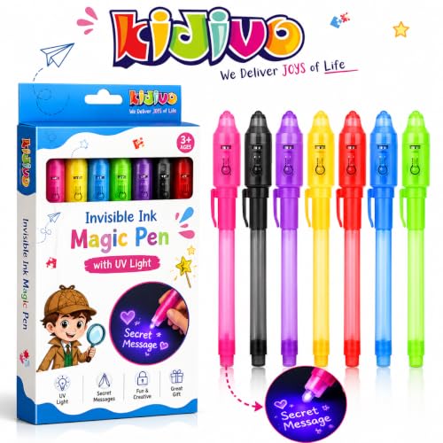 Image of kidivo Invisible Ink Magic Spy Pen with UV Light for Kids, Secret Message Marker, Multicolor Detective Writing Toy, Birthday Return Gift, Party Favor for Boys & Girls, Pack of 3