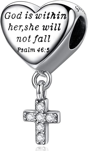 Amazon.com: Cross Charm Fit Pandora Charms Bracelet Love Heart Christian Bible Verse Charms Prayer Faith Religious Jewelry Gifts for Women: Clothing, Shoes & Jewelry
