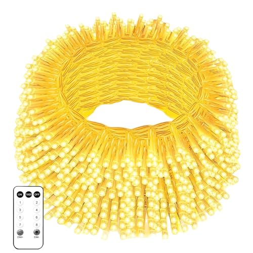 Anmossi Luci Natale Esterno,30m 300 LED Catena Luci con Telecomando,8 Modalità,Lucine da Esterno Giardino Impermeabile per Adatto a Giardino,Feste,Natale,Natalizie Albero,Nozze,Bianco Caldo