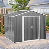 Stabile casetta in metallo color antracite 8 x 6 FT con pratica porta pieghevole, ideale come capanno da giardino per attrezzi e attrezzi da giardino