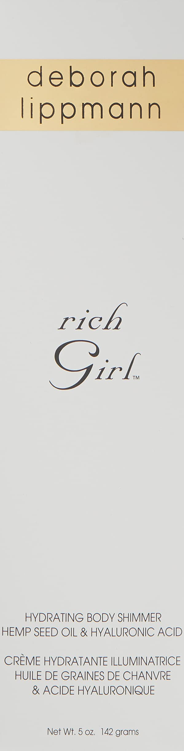 Deborah Lippmann Rich Girl Hydrating Body Shimmer |Highlighter | Body Glow | Luminizer | Illuminating Lotion with Hemp Seed Oil & Hyaluronic Acid, 5oz
