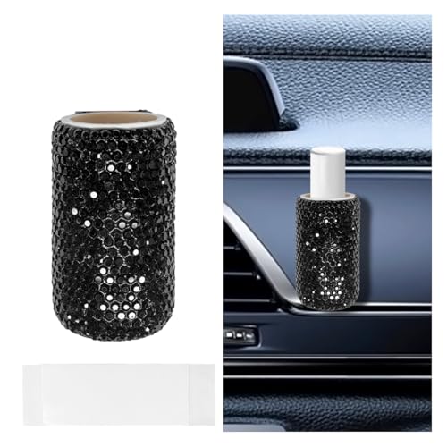 LHDOS Bling Car Chapstick Holder Upright Lip Balm Holder for Car Crystal Rhinestone No Melt Lipsticks Organizer Case Insulating Vehicle Interior Accessories for Women Men (Black)