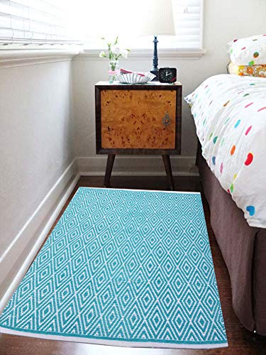 Chardin home 100% Cotton Diamond Area Rug Fully Reversible, Size - 3'x5', Machine