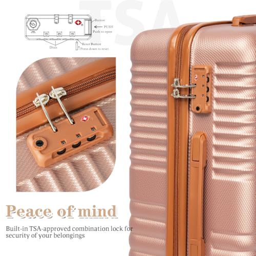 Image of Cobens Luggage Sets 5 Piece, Suitcases with Wheels, 20 inch /24 inch /28 inch,RoseGold