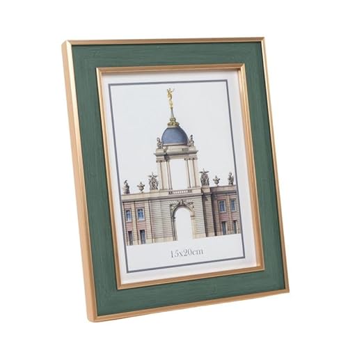 ROCKING GIFTS Marco de Fotos 15x20 Plástico Efecto Madera Verde y Beige, Portafotos Decorativo Clásico, 25 cm