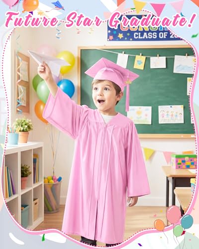 Image of Xuhal 6 Set Preschool Graduation Cap and Gown Set Kindergarten Grad Gowns Children Graduation Cap with 2026 Grad Tassel