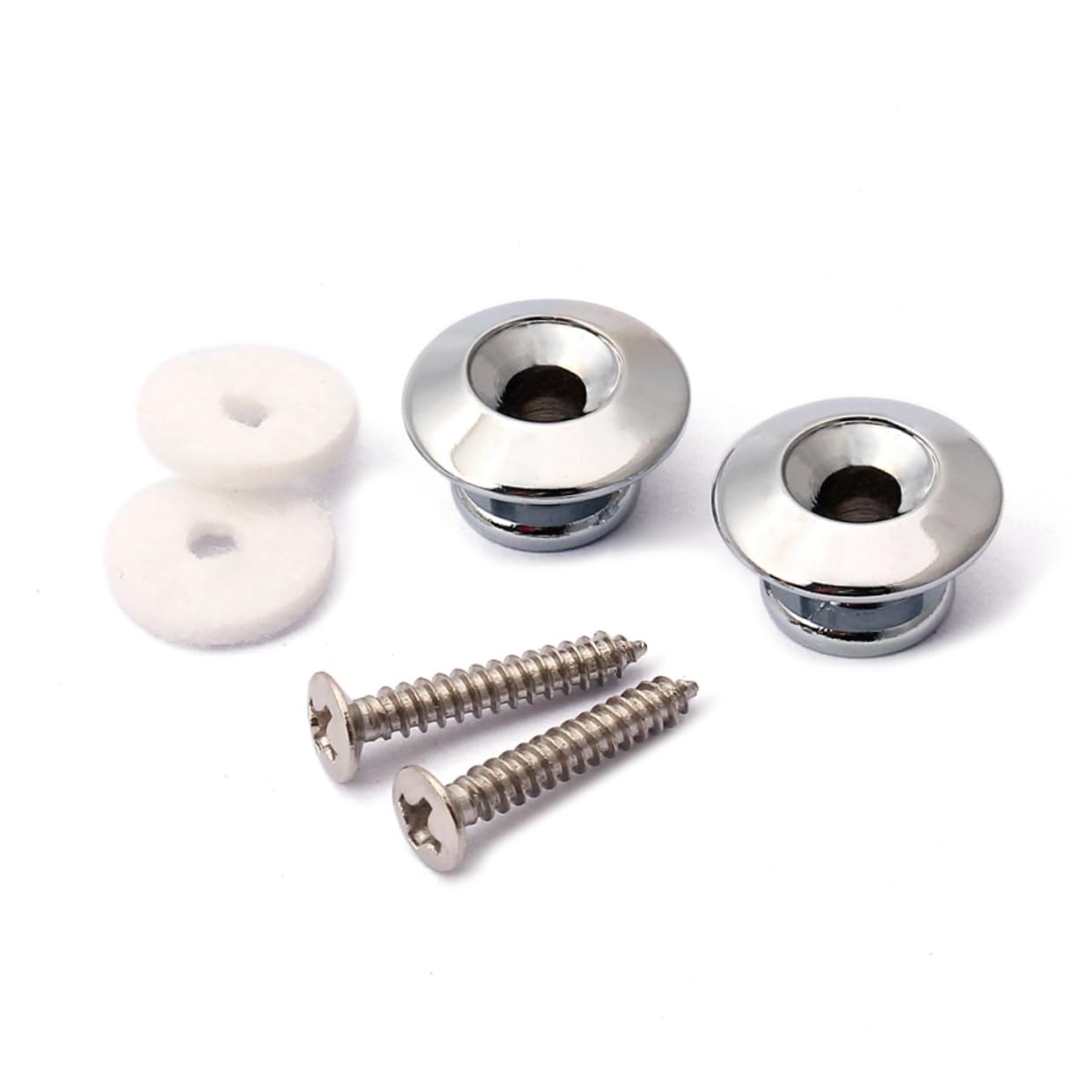 FUNOMOCYA 2x Mushroom Tail Guitar Strap Locks Metal Strap Locks for Electric Acoustic Guitars Chrome Finish Easy Mounting Screws Included