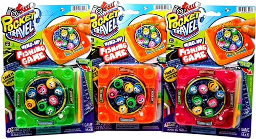 JA-RU Pocket Travel Magnetic Fishing Game (3 Toys Assorted Colors) 3205-3