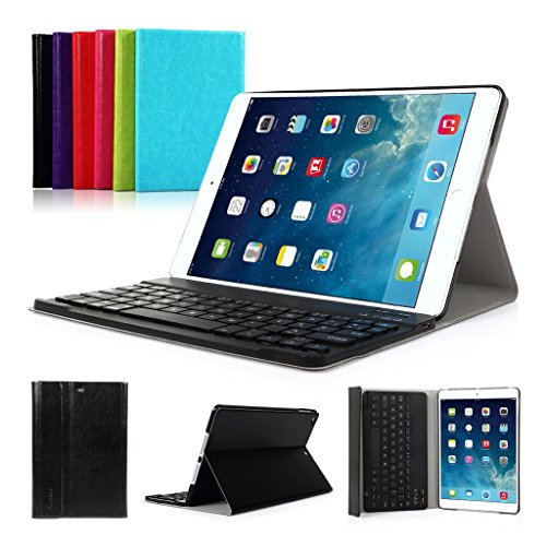 CoastaCloud Coque ultra fine avec fonction support et clavier Bluetooth amovible Qwerty avec disposition italienne des touches pour Apple iPad Air 1 (A1474 A1475 A1476) ; iPad 2013 ; iPad 2017 (A1822, A1823) noir Standard