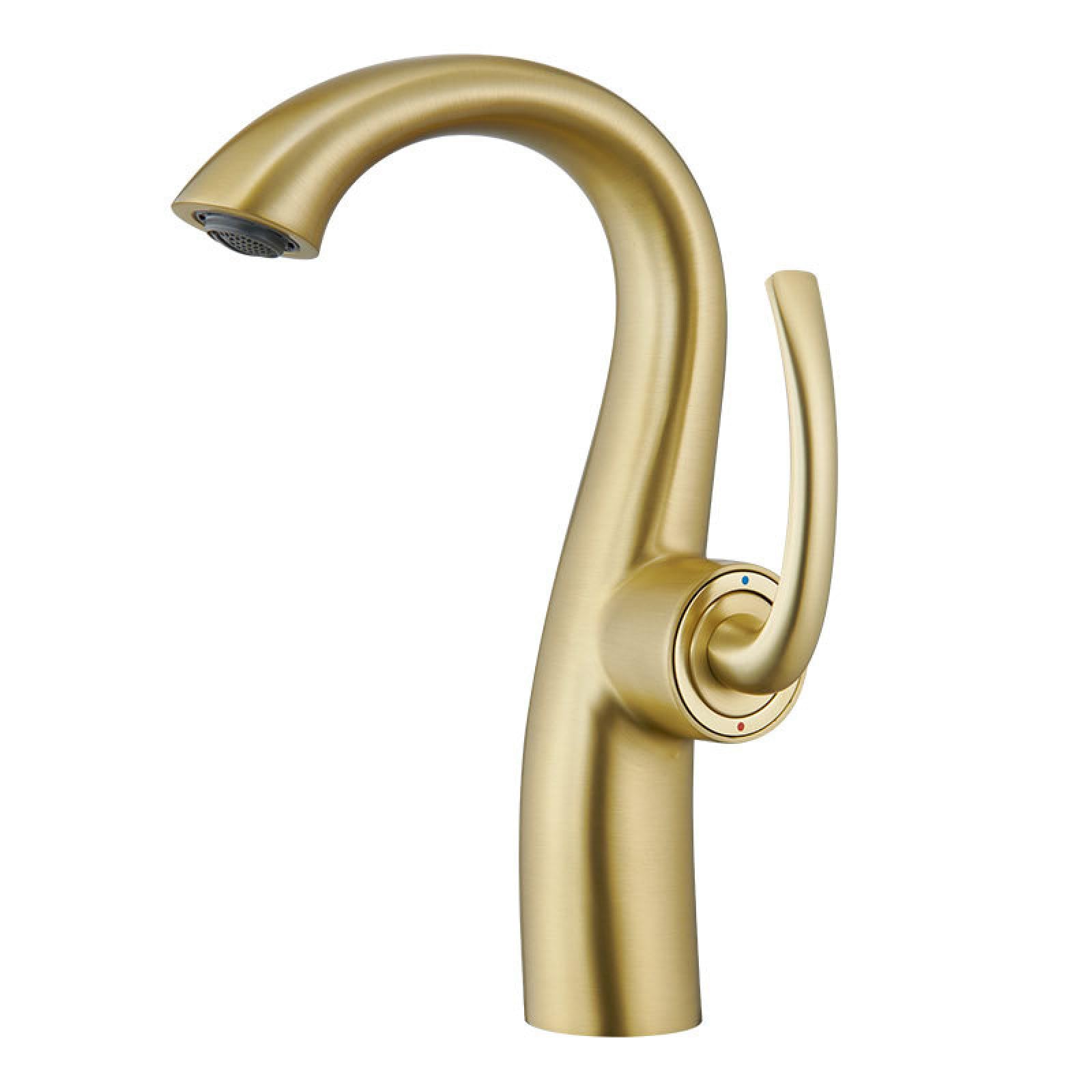 The Bathroom Hot and Cold Washbasin Faucet is Brushed Gold