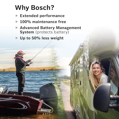Image of BOSCH LB24DC79 Deep Cycle Battery 79 Ah - 12 V Group 24 - Lithium Battery, LiFePO4 - For Marine Boats, Trolling Motors and RVs - Sleep-wake Function, Charge Indicator, BMS - 10.25″ x 6.8″ x 8.86″