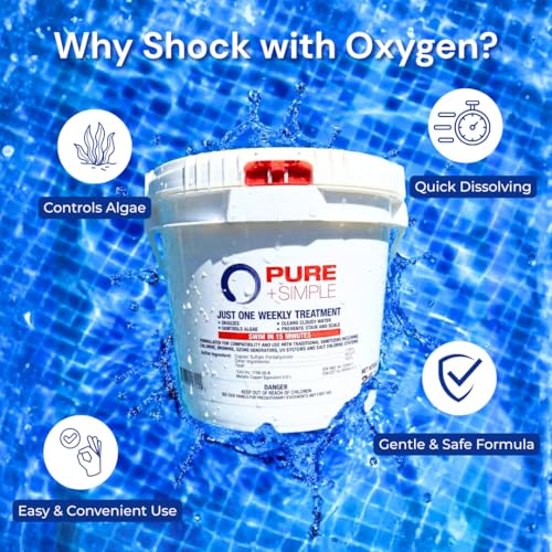 Image of Pure + Simple All-in-One Pool Shock & Clarifier - Algaecide for Swimming Pools - Fast-Acting Once Weekly Treatment for In-Ground & Above-Ground Pools - Swim in 15 Minutes (25 lbs)