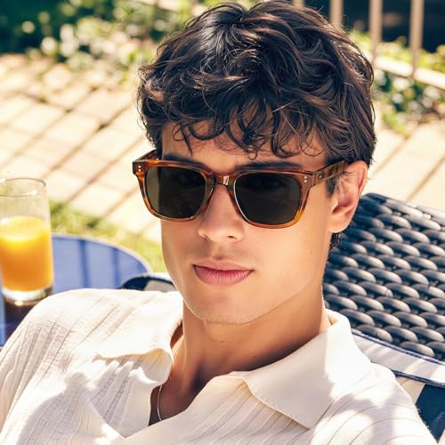 Image of AVAWAY Polarized Sunglasses for Men UV Protection, Square Acetate Frame Outdoor Driving Sun Glasses