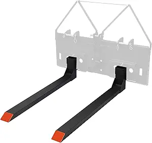 Garvee 48" Skid Steer Pallet Fork Blades, 4000lbs Capacity Skid Steer Attachments with Hitch Ball Compatible with Loaders Tractors