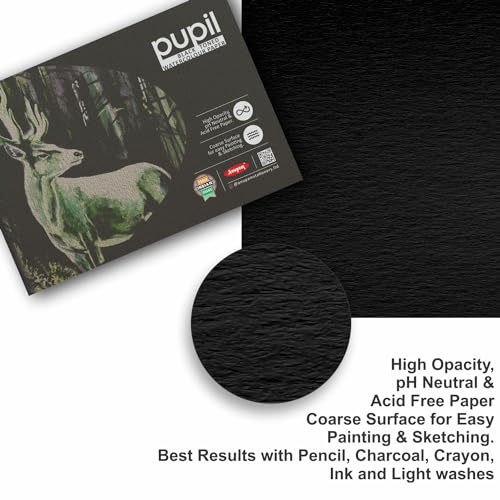 Image of Anupam Pupil Black Toned Watercolour Paper Pad - Cold Press Paper - 250 GSM - 12 Sheets - A4