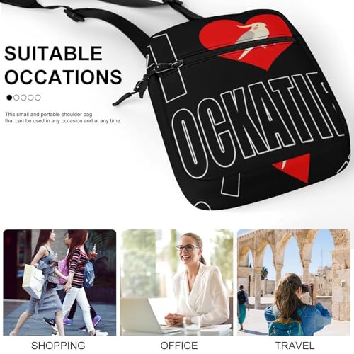 I Love Cockatiel Bird Women's Cute Small Mini Crossbody Bag Top Zip Sling Square Shoulder Bags4