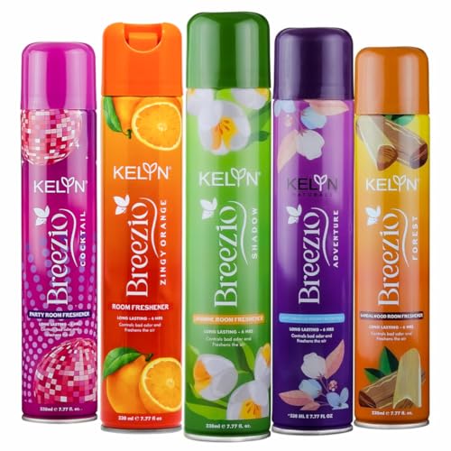 Image of KELYN Room Freshener Spray For Home | Long Lasting Air Fresheners | Floral Fragnance Room Spray for Home, Office, Cars & Toilet Freshner | Car Perfume (Pack of 5, 230ml each)