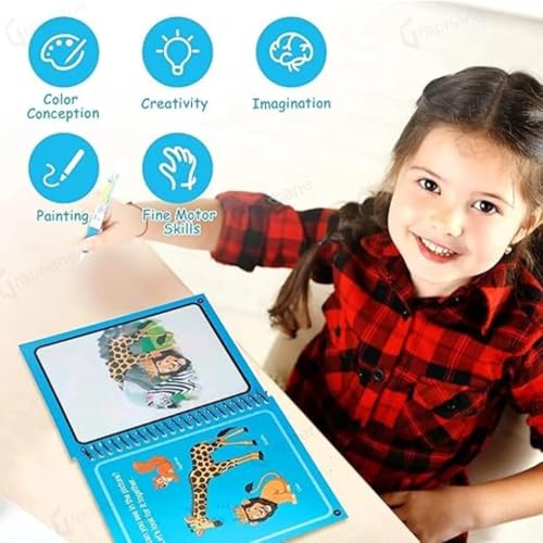 Image of Magic Water Coloring Book, Educational Fun & Bonding Time for Kids, Reusable, Mess-Free Art with Quick Dry Technology, Promote Fine Motor & Drawing Skills, Ideal Travel Toy