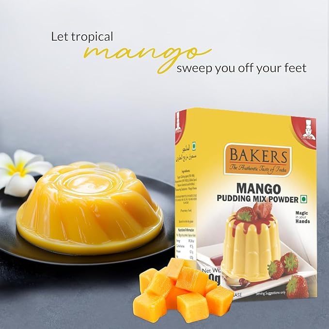 BAKERS Instant Pudding 4 Flavors Mix Combo Pack Mango, Pineapple, Strawberry, Pista – Instant Dessert Mix – 80gm Each| Ready in 5 Minutes | Vegetarian | Perfect for Custard, Ice Cream & Cake Topping - Image 2 thumbnail