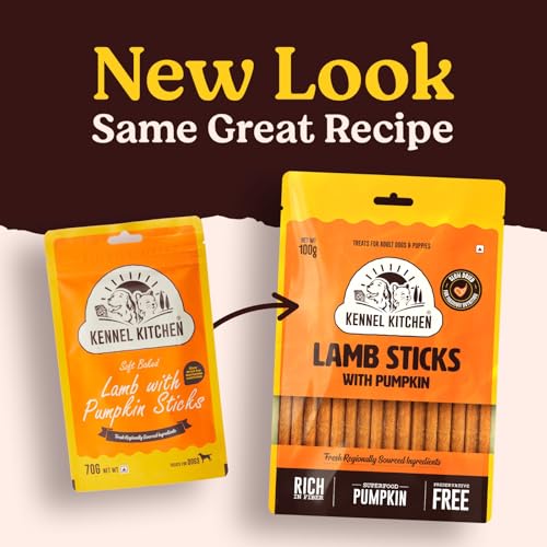 Kennel Kitchen Soft Baked Lamb with Pumpkin Sticks Treats for Dogs, 100g (Pack of 1) | Soft Dog Chew Sticks | Dog Treats for Adult Dogs and Puppies 3