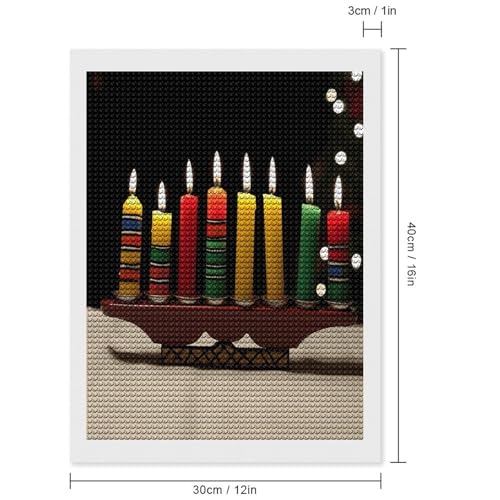 Pintura de puntos de diamante Kwanzaa VstaDank, manualidad navideña premium con diseño de velas 2