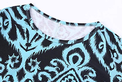 Image of Tanst Sky Womens Casual Round Neck Plus Size Floral Tunic Shirt Dress with Pockets