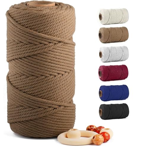 Image of ZUEXT Macrame Cord, Caramel, 6mm x 109yds Cotton String Macrame Yarn