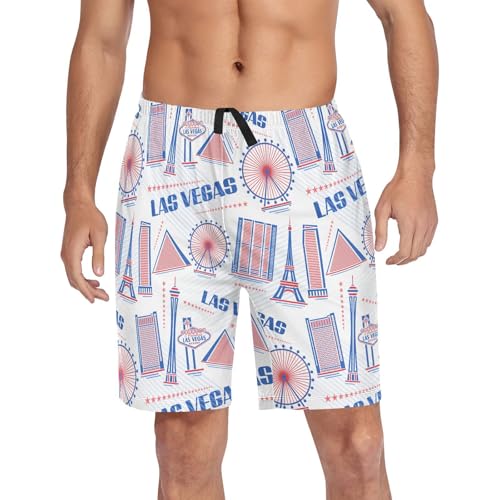 susiyo Las Vegas Men's Pajama Shorts Soft Comfy Pajama Bottoms Lounge Sleep Shorts Sleepwear with Pockets