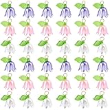 SUNNYCLUE 36 pieza de 3 colores de Dijes de Lirio de los Valles, Dijes de Flor de Tulipán, Campana de Trompeta Acrílica Floral con Lirios de Hojas Verdes, Colgantes para Hacer Joyas, Manualidades, Col