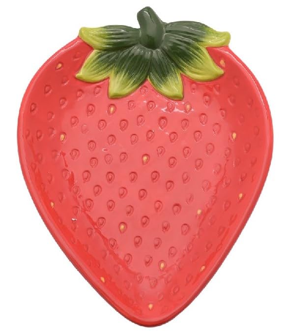 Widdop Cottage Garden Ceramic Strawberry Themed Dinnerware, Strawberry Plate, Summer Crockery Bright Quirky Tableware