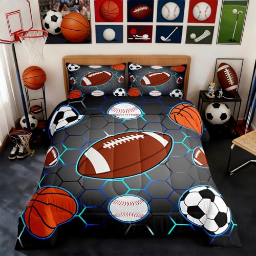 Image of Feelyou Football Comforter Set King Size Boys Girls Teens
