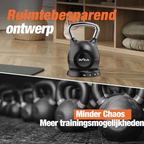 DH FitLife Verstelbare Kettlebell Set 7-in-1 1,5–10 kg | Kettlebell met 7 Gewichtsniveaus | Ideaal voor Thuistraining, Fitness & Full-Body Workouts | Compact & Ruimtebesparend Fitness Set - Afbeelding 5