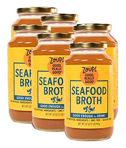 Image of Seafood Broth by Zoup! Gluten Free, Non GMO, Fat Free Seafood Broth - Great for Stock, Bouillon, Soup Base or in Gravy - 6-Pack (32 oz)