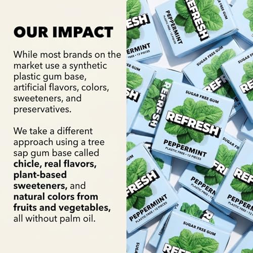 Image of Refresh Plant Based Gum, Sugar Free, Xylitol, 12 Pcs, 6 Pack (Best Sellers Variety Pack)