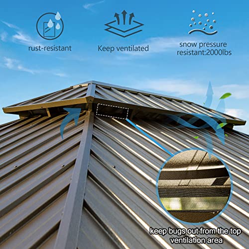 Domi Outdoor Living Domi 10'X12' Outdoor Hardtop Gazebo Permanent Canopy With Galvanized Steel Roof,Aluminum Frame,Curtains And Netting,For Patios,Backyard,Lawns thumb #1