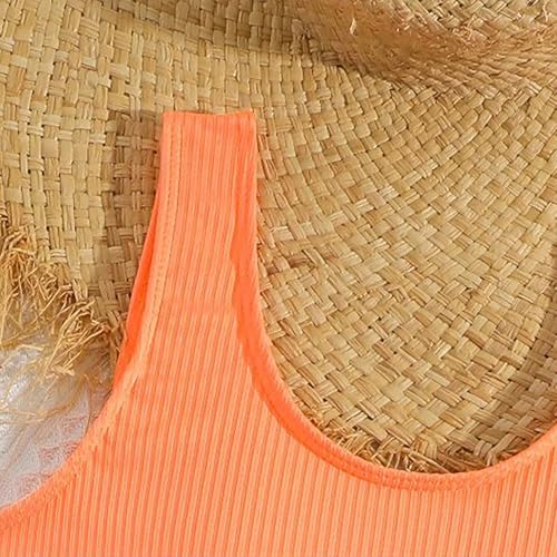 Girls One Piece Swimsuits Ribbed Spaghetti Strap Monokini Solid Bathing Suit for Kids Teens, Beach Sport Swimwear4
