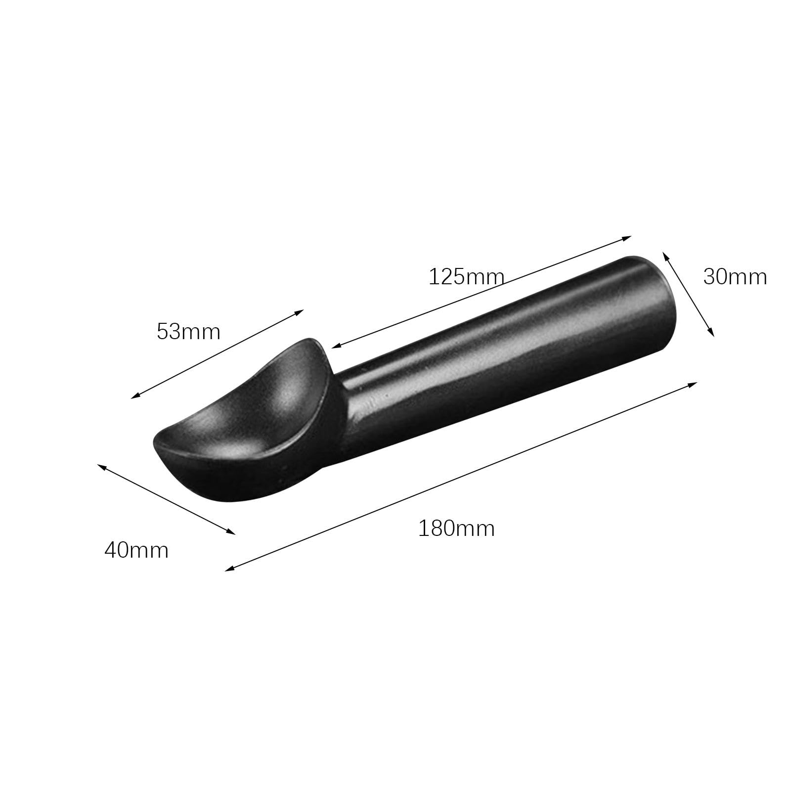Lot de 10 cuillères à glace modernes durables pour la maison, le dessert, le restaurant, noir, 18 x 4 cm