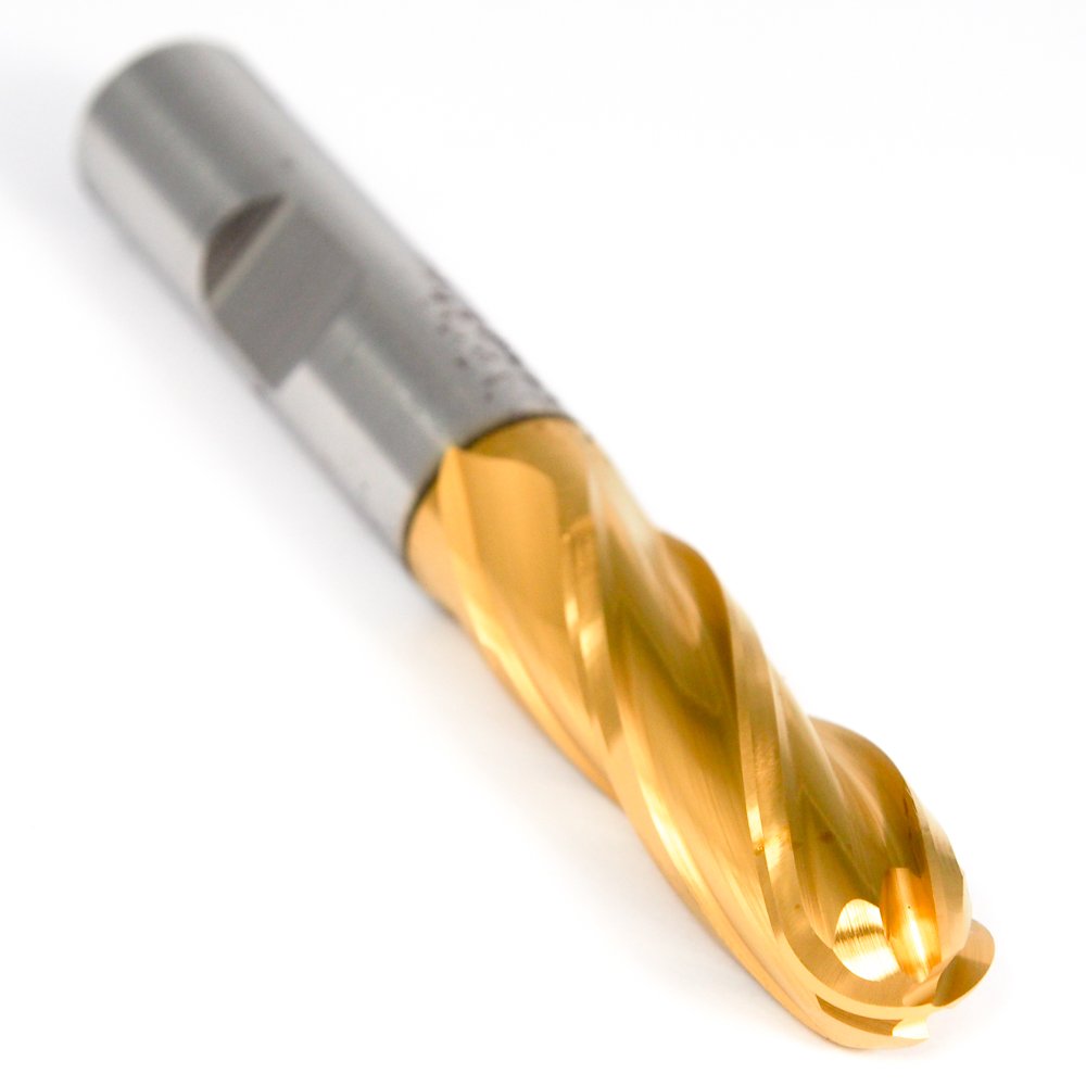 Niagara Cobalt Ball End Mill 1/2 4FL TiN N54168