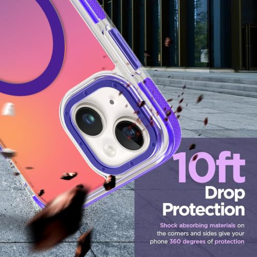 Image of Magnetic Case for iPhone 15 Plus [Compatible with Magsafe] [Cute Fashion Fluorescent Design] [1 Screen Protector] Slim Translucent Matte Case for iPhone 15 Plus 6.7 inch 2023, Purple