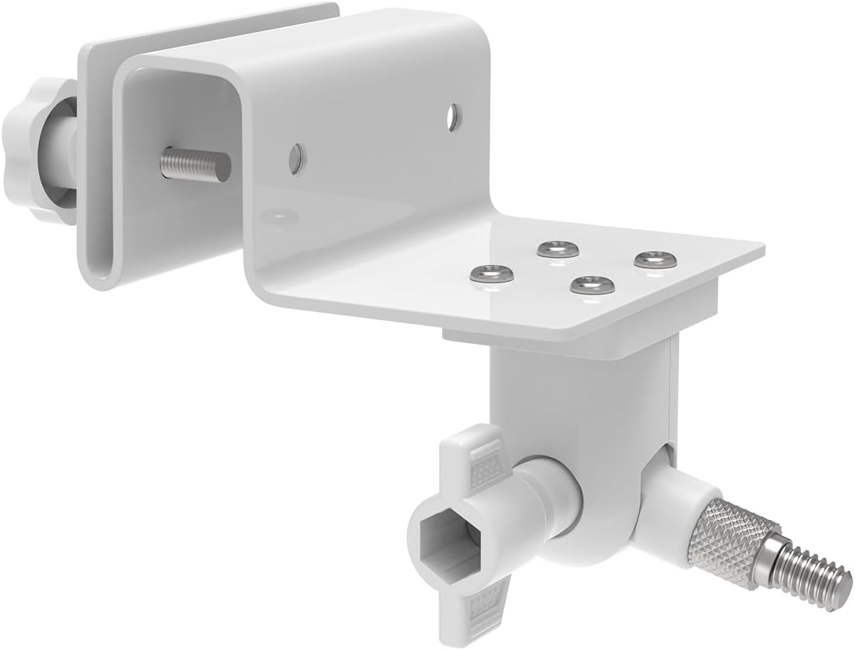 Holicfun Gutter Mount for Ring, Blink, Eufy, and Arlo Outdoor Security Cameras, No-Drill Installation, 360° Adjustable, Weather-Resistant, White