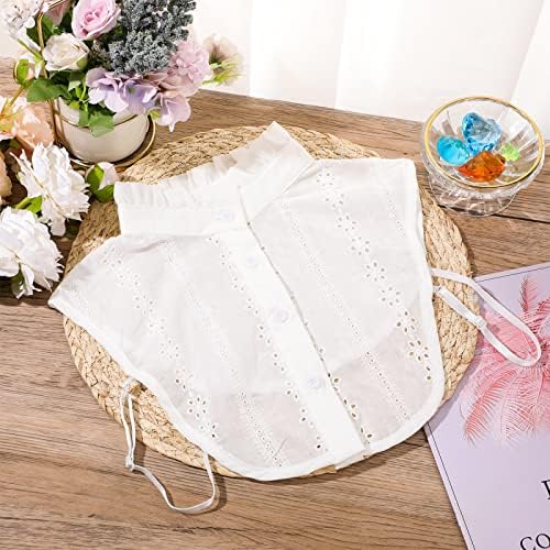 Geyoga Women's Detachable Lace Collar False Lapel Choker Necklace Shirt Ruffle Blouse Collar Fake White Victorian Collar Mock Neck Top for Sweaters Collarless Dress