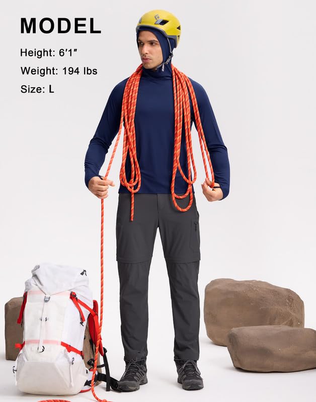 Pioneer Camp Laufshirt Herren Langarm Ultraleichtes Atmungsaktiv – Sun Hoodie mit UPF23+ UV-Schutz,Schnelltrocknend Leichtes Sportshirt mit Daumenloch