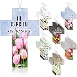Feifeiya 60 Pcs Easter He is Risen Bookmarks Christian Cross Bookmarks Religious Floral Bookmarks for Bible Page Marks Bookmark Giveaways Sunday School Reading Rewards Easter Church Supplies