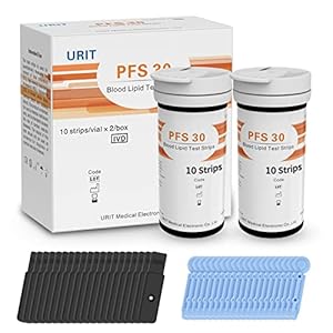 URIT 20 Test Strips (Test Strips Only) for Home Use 5 in 1 Lipid Test Meter Cholesterol Test Machine (All-in-One 20ea x Profile Cholesterol Test Strips Included)