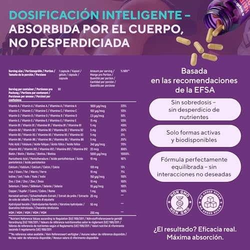 Vitaminas para el Cabello – Biotina 5000 µg + MSM + Queratina – Crecimiento Rápido y Anticaída Mujer – Vitaminas para el Pelo – 60 Cápsulas para 2 Meses de Tratamiento - imagen 8