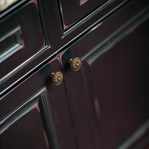 Miniatura 4 de Goo-Ki Paquete de 6 pomos vintage de latón antiguo con diseño floral adornado con acabado envejecido para cajones de cocina, puertas