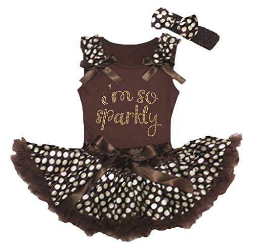 Jupe marron pour bébé fille et ensemble 3-12 mois avec pois beige
