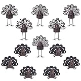 YEAHOME Thanksgiving Table Decor, 12 Pack Metal Turkey Candle Holders for Thanksgiving Decorations, Sitting Standing Bronze Turkey Tea Light Holder for Home Mantle Tabletop Centerpieces Fall Decor